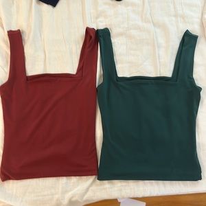 Leith square neck double lined seamless tanks XS set